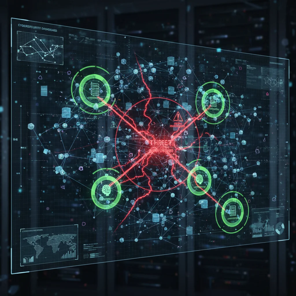 AI-driven threat detection and response network protecting digital assets from cyberattacks.