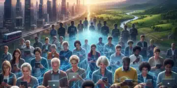 Bridging the Digital Divide: 12% Internet Access Gap by 2026 People connected and disconnected by internet access, illustrating the digital divide in 2026