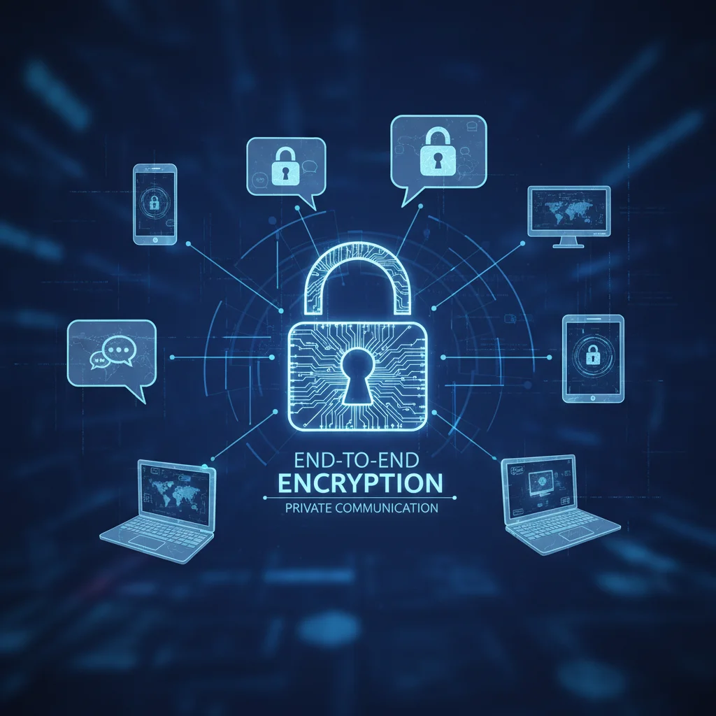 Encrypted messaging app interface with secure chat bubbles