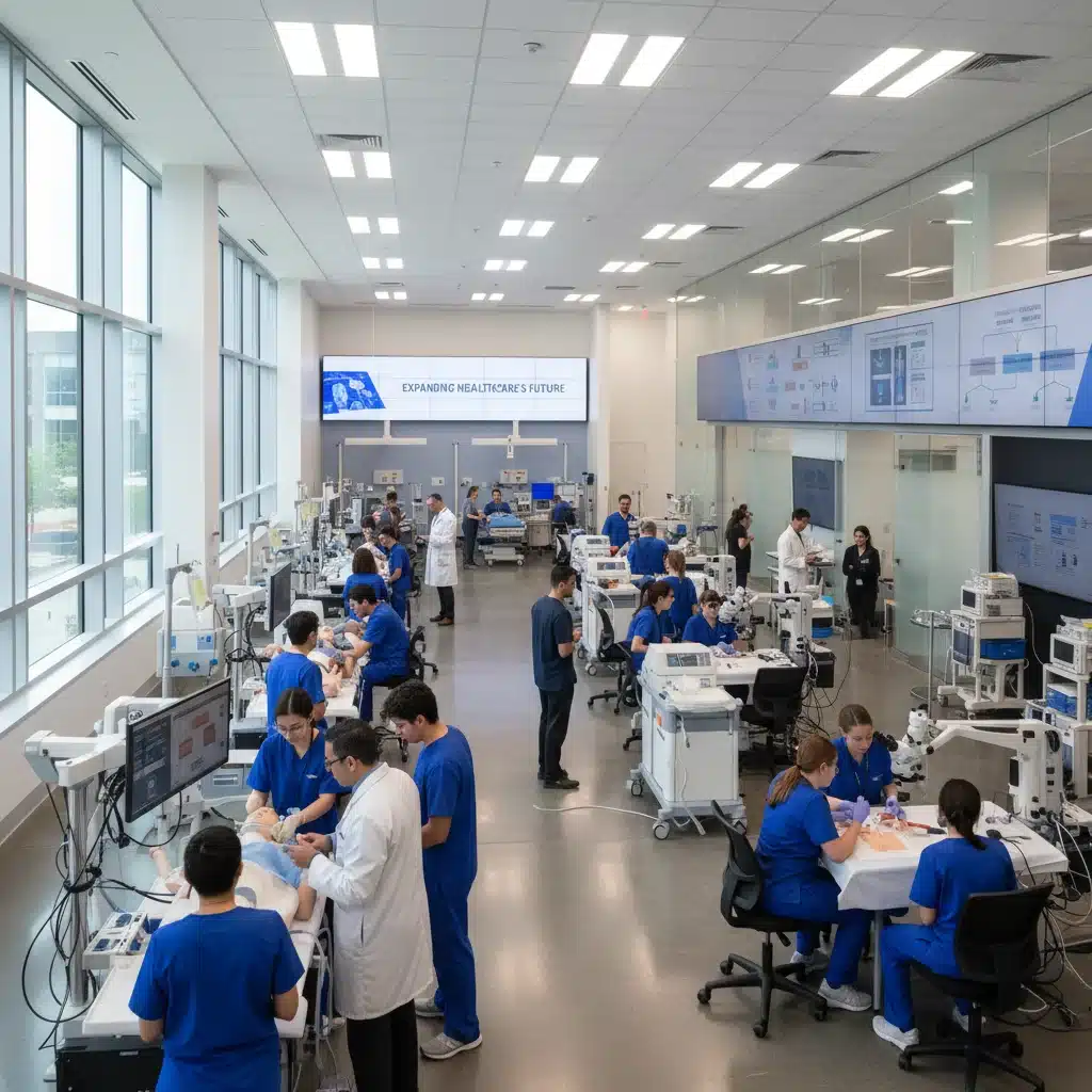 Medical students and instructors in a modern training facility