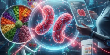 Future of Food: 3 Innovative Trends Reshaping Our Diets by 2026 Futuristic food trends collage with lab-grown meat, plant-based meals, and personalized nutrition technology.