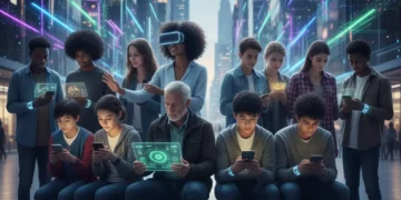 Technology's Impact on Relationships: 5 Key Insights for 2026 People interacting with technology, representing the future of relationships in 2026.