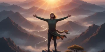 Person on mountain top embracing sunrise, symbolizing growth and new beginnings in 2026.