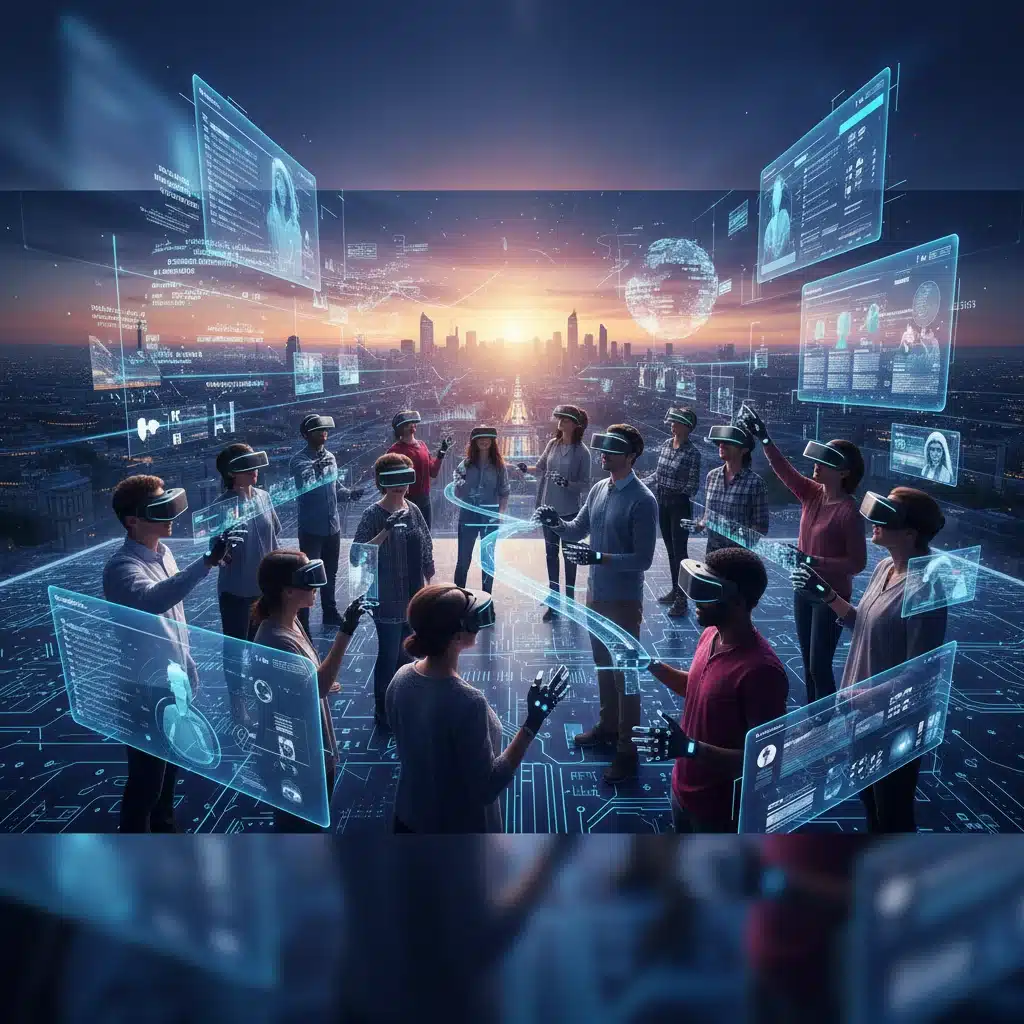 Immersive virtual reality platforms fostering new forms of digital community engagement and public discourse.
