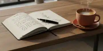 Unlock Self-Awareness: 5 Journaling Prompts for January Reflection Open journal with handwritten entries, a pen, and a warm coffee cup, symbolizing January journaling prompts and self-reflection.