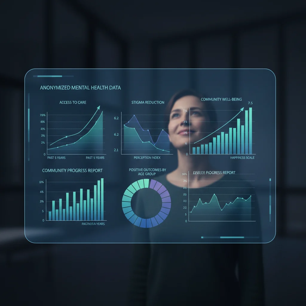 Digital dashboard showing positive mental health data trends