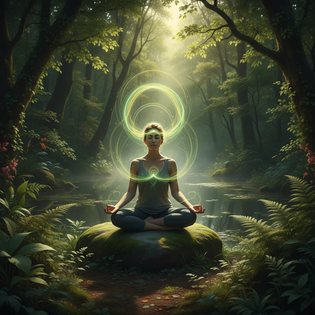 Person meditating in nature, representing focused attention and mindfulness.