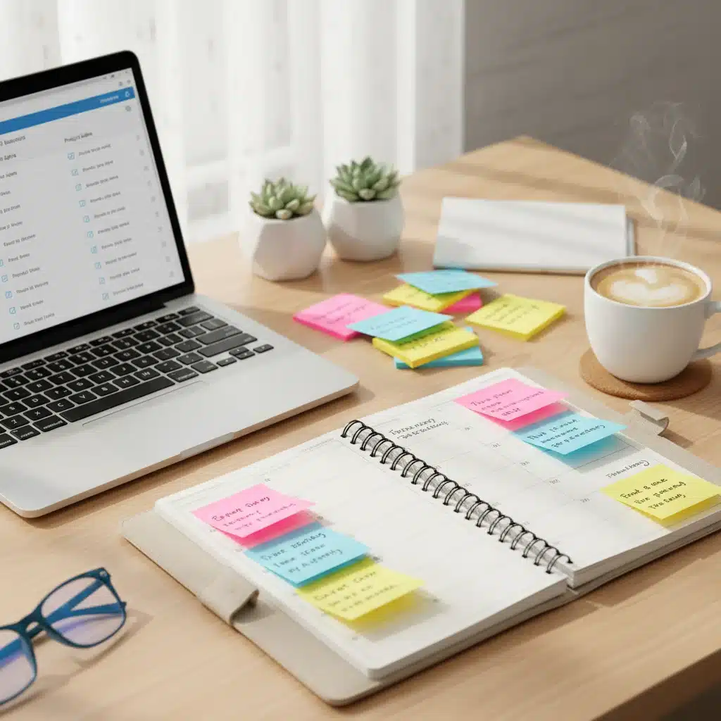Organized desk with planner and sticky notes for effective time management