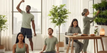 Professionals practicing self-care for enhanced well-being