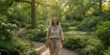 Smiling person enjoying nature, embodying daily happiness habits.