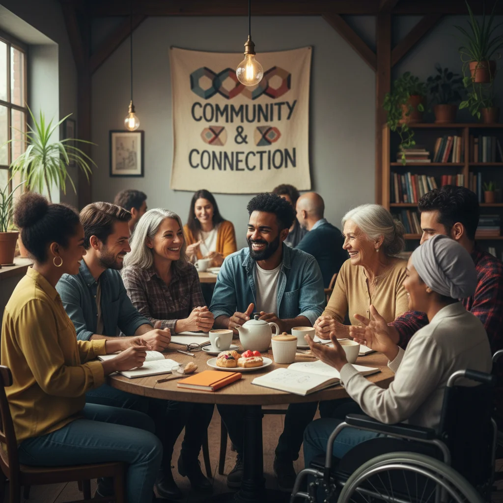 Diverse group of friends supporting each other, emphasizing social connections