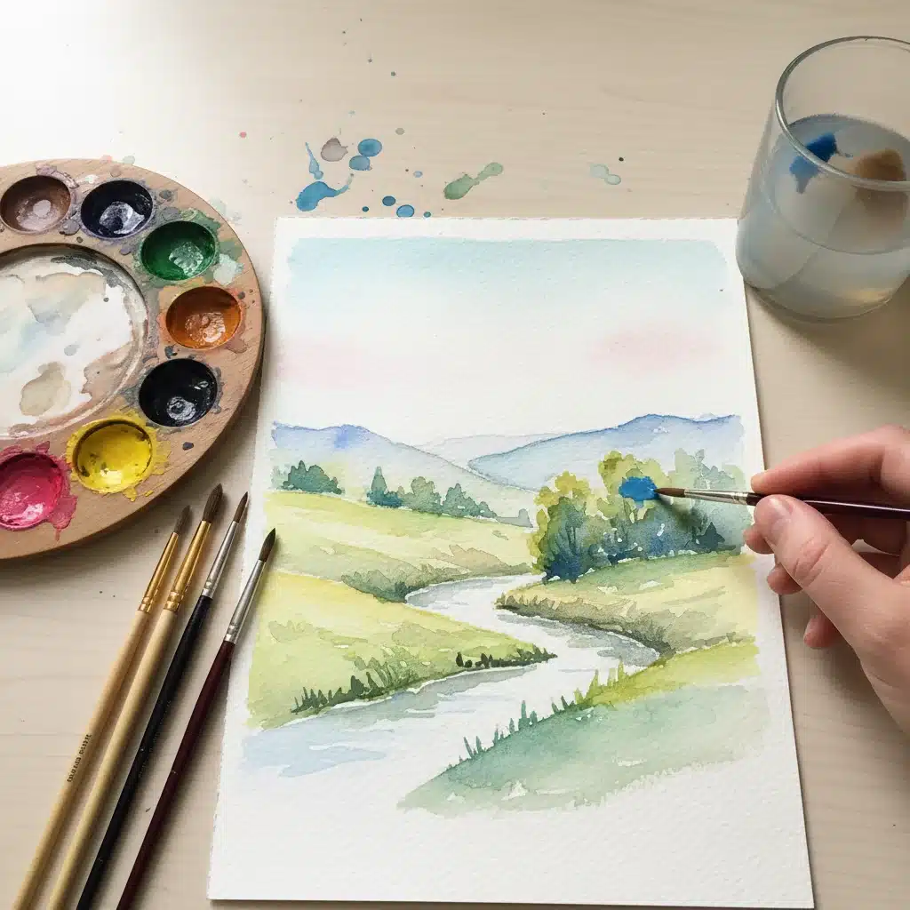 Watercolor painting in progress, showing artistic expression and vibrant colors.