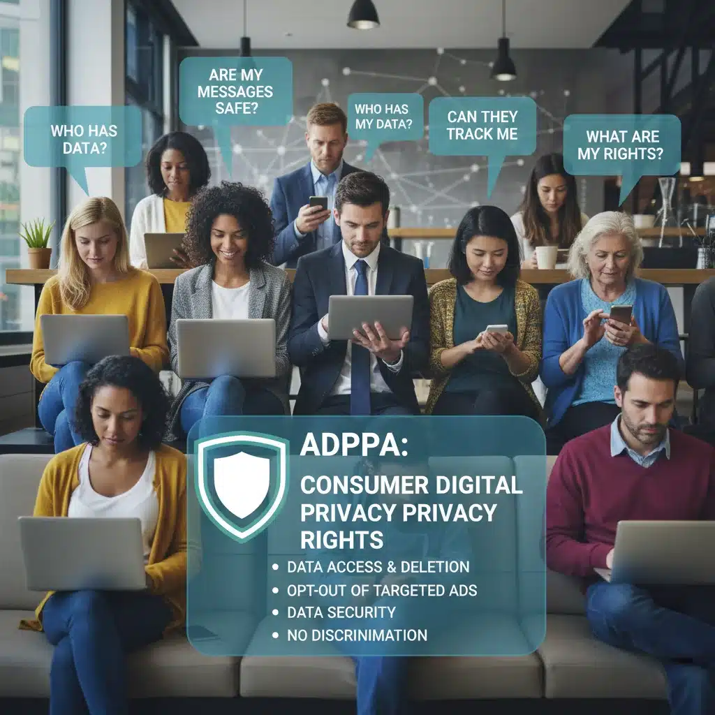 Consumers discussing privacy rights under ADPPA