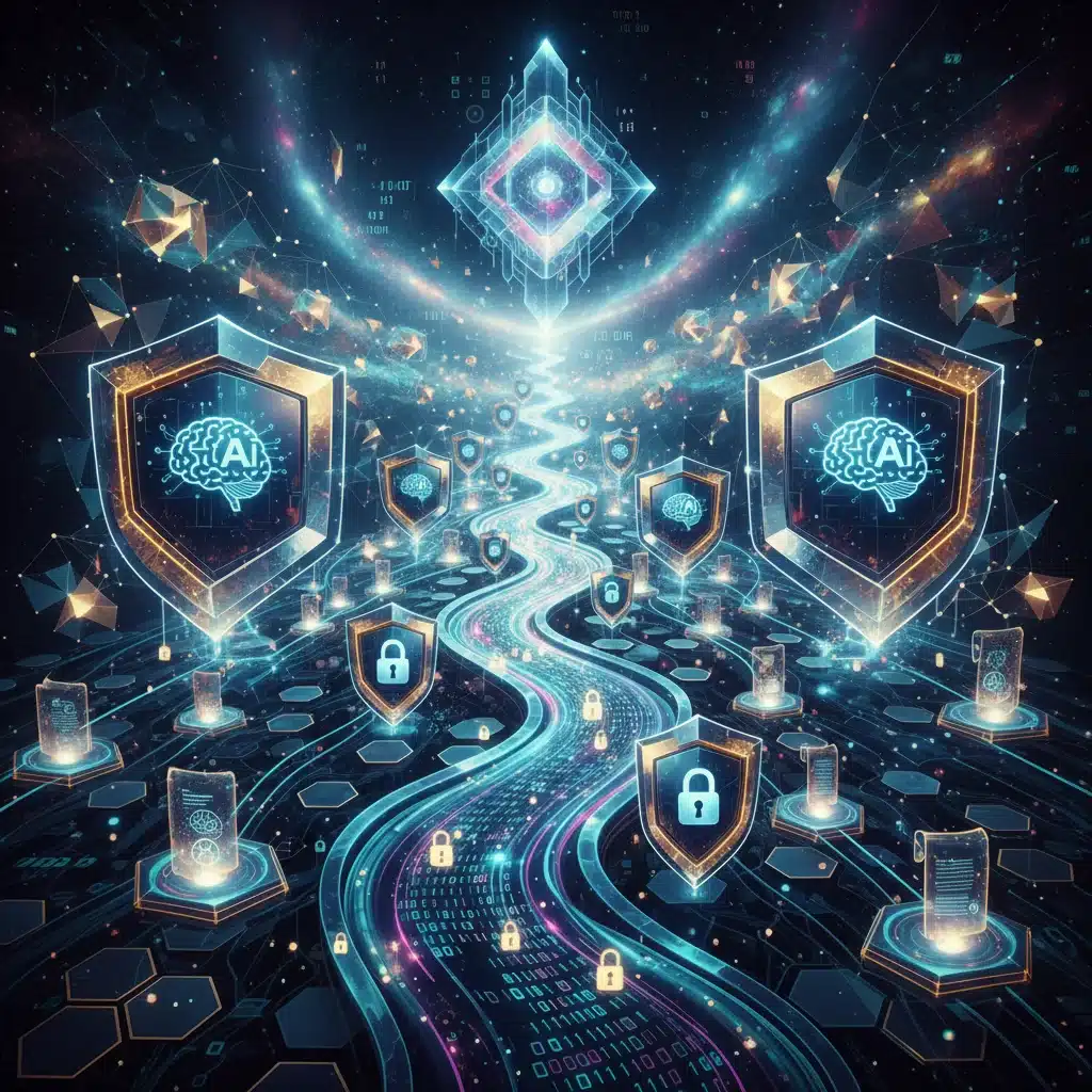 Secure data flow and intellectual property protection in AI systems.