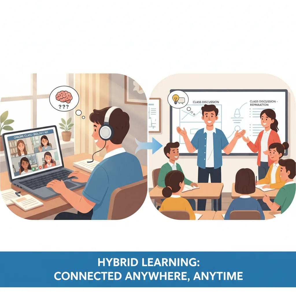 Seamless integration of online and in-person elements in hybrid learning