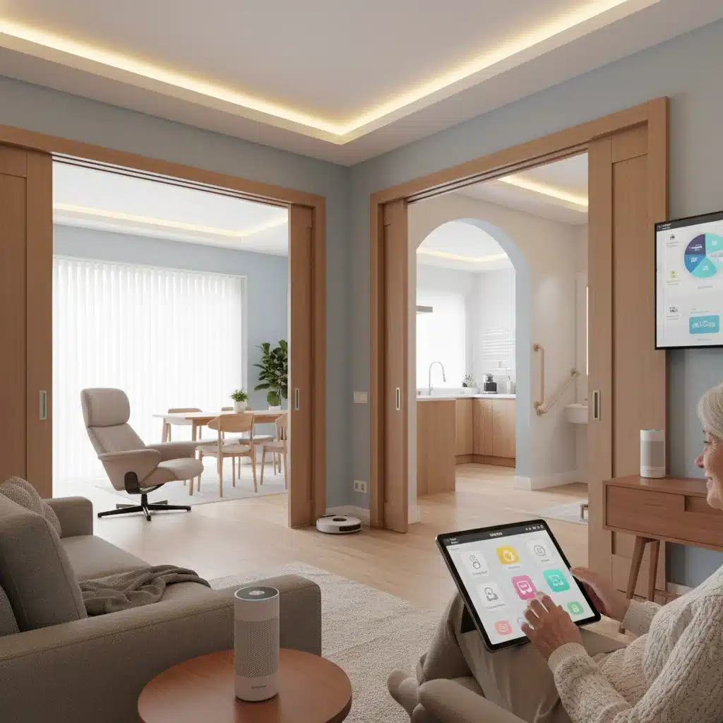 Smart home interior with senior-friendly design and technology