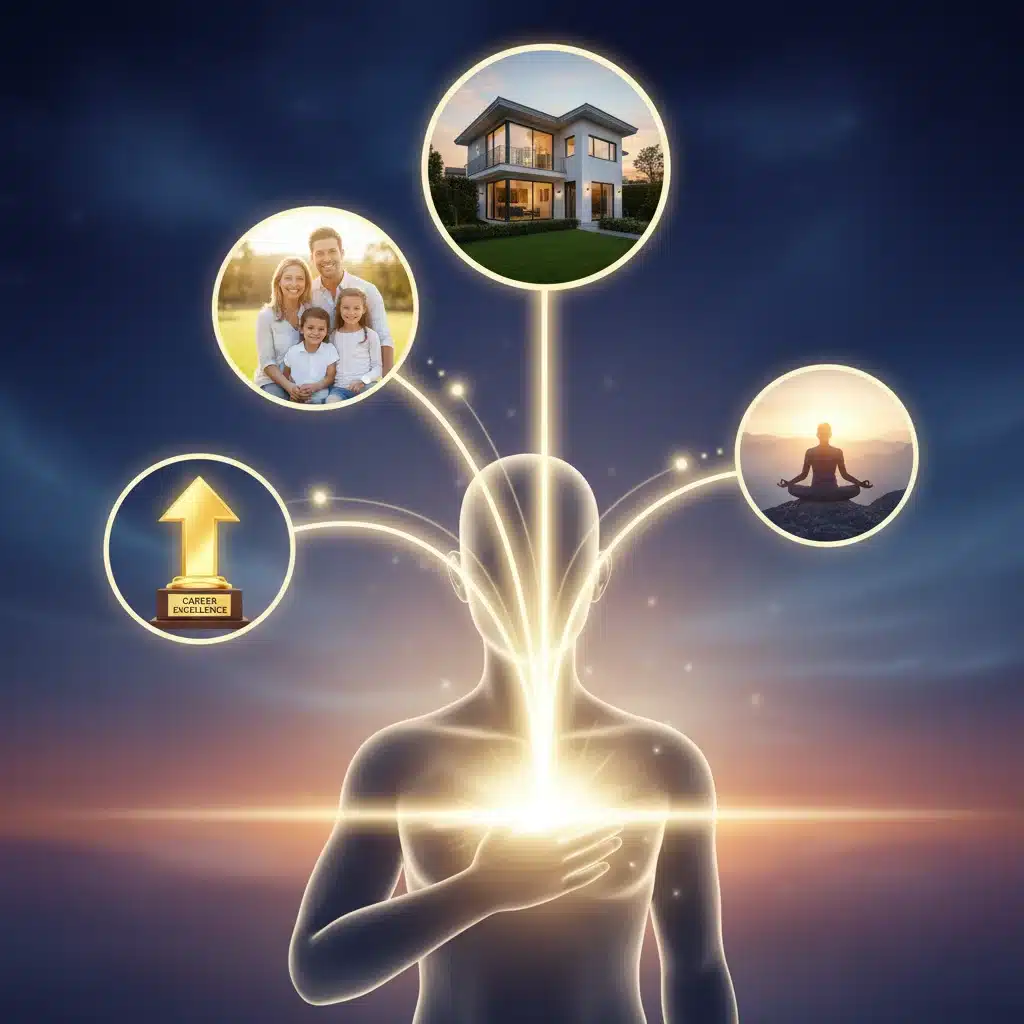 Visualizing the 'Why' behind goals, showing deep personal motivations and aspirations.