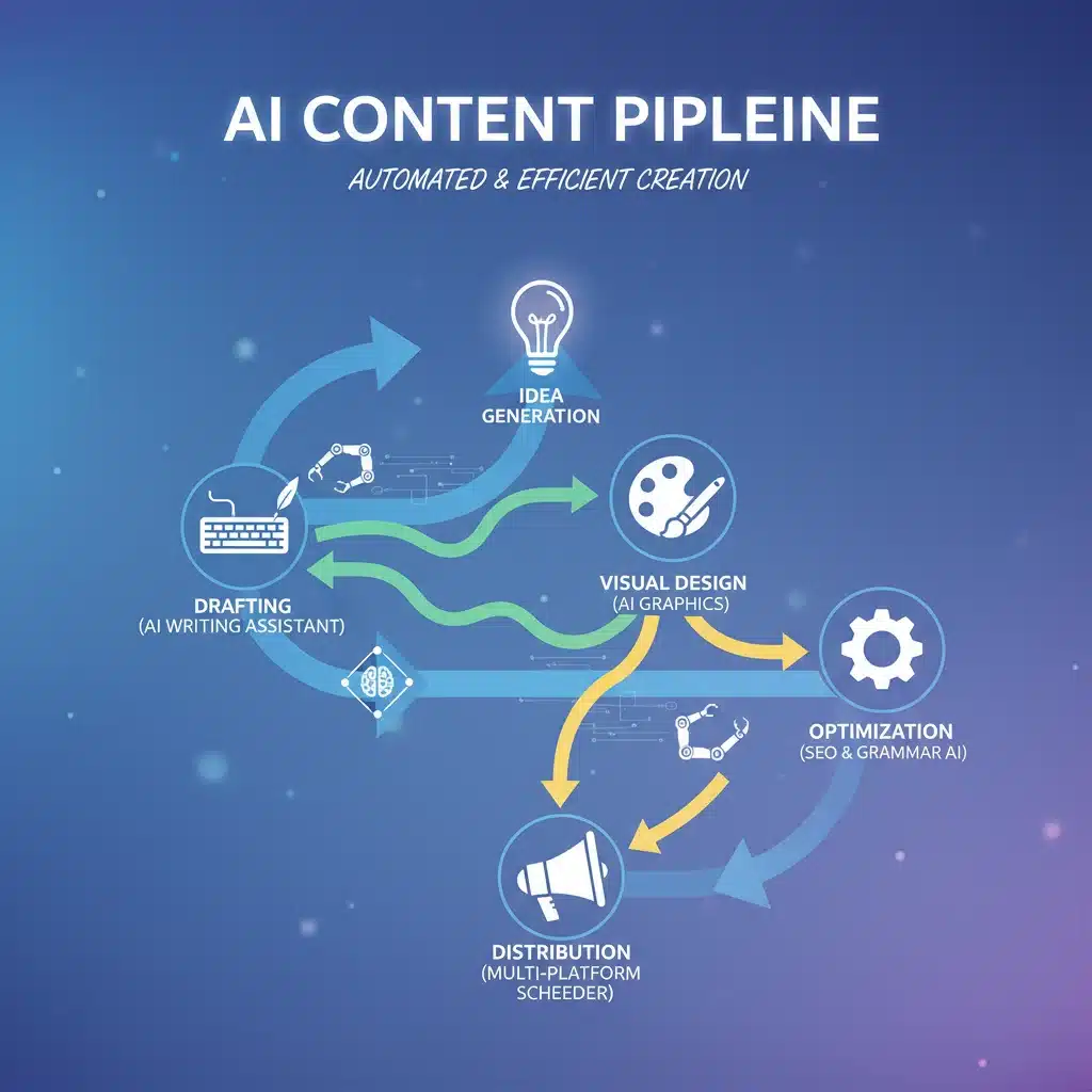 Infographic showing AI-powered content creation workflow