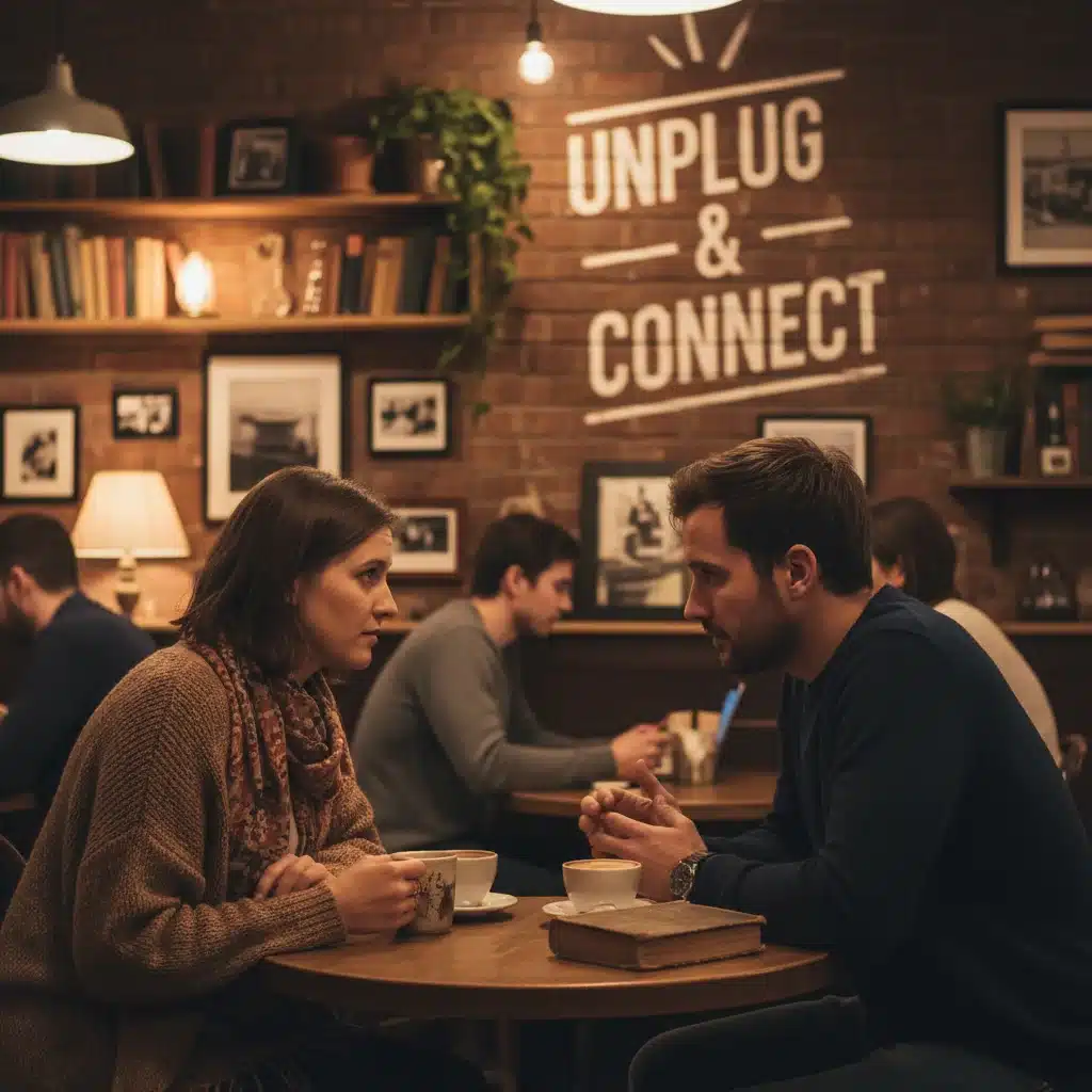 Two people having a genuine conversation, no digital distractions, authentic connection
