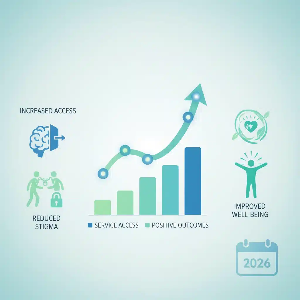 Infographic showing growth in mental health service access by 2026