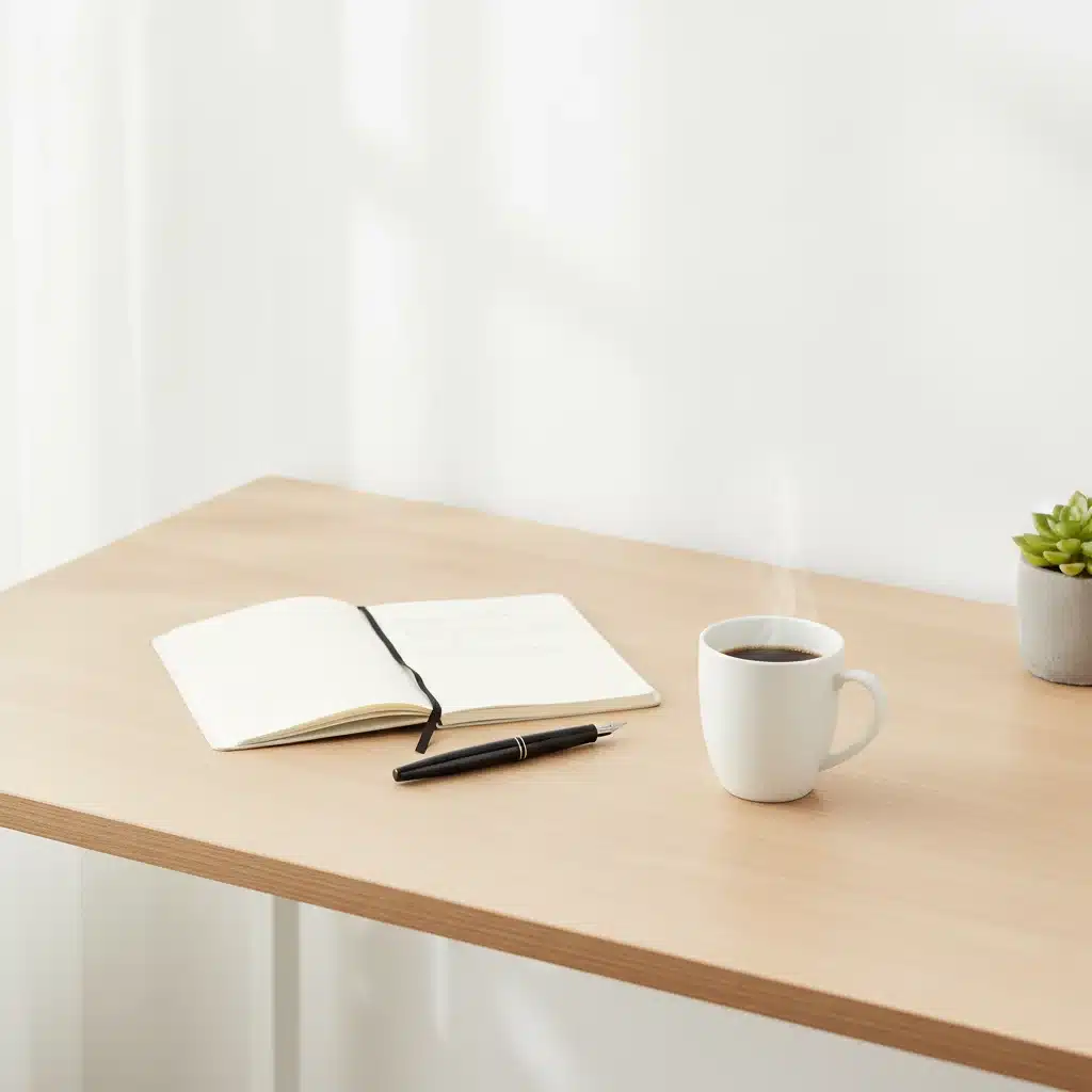 Minimalist desk for focused work and mindful task management.