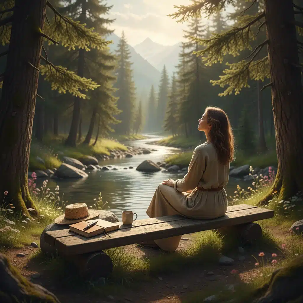 Person enjoying nature, digital detox, peaceful outdoor setting