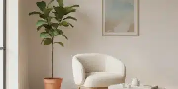 Serene minimalist living room with natural light and simple decor